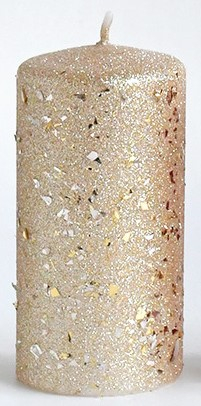 Świeca GLAMOUR NEW Walec mały 7xh10cm parafinowa złota