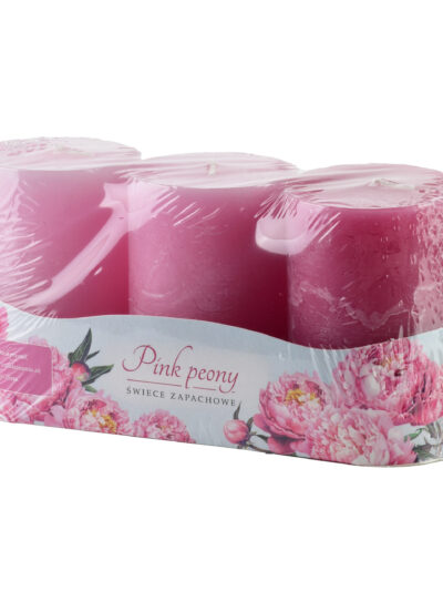 Świeca zapachowa FLORIS PINK PEONY 3sztuki walec 6x9cm parafinowa