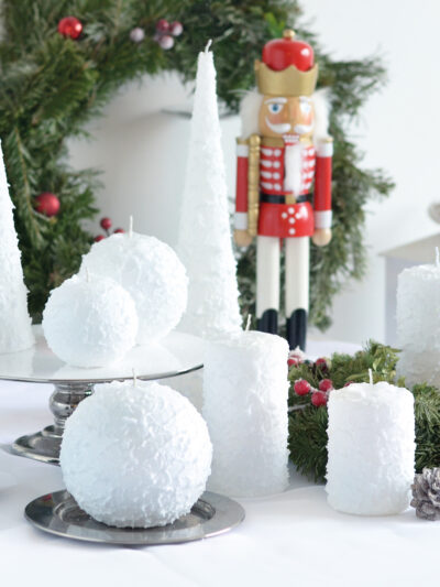 Świeca ŚNIEŻKA Walec średni 7xh14cmparafinowa biała