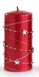 Świeca GIRLANDA walec mały 7xh10cmczerwona