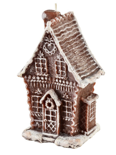 Świeca CHATKA PIERNIKOWA z brokatem mała 8,5x14cm parafinowa brązowa