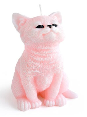 Świeca Figurka ANIMALS KOT 10x15cmróżowa parafinowa
