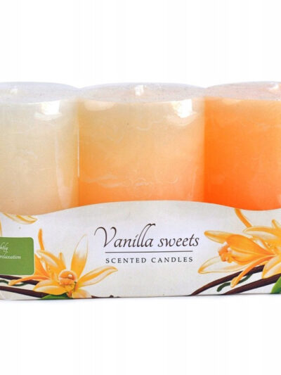 Świeca zapachowa FLORIS VANILLA SWEETS 3sztuki walec 6x9cm parafinowa