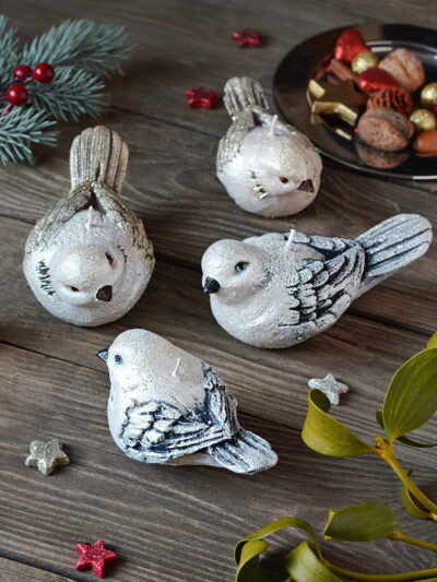 Świeca PTASZEK duży 16x10cmparafinowa kremowa