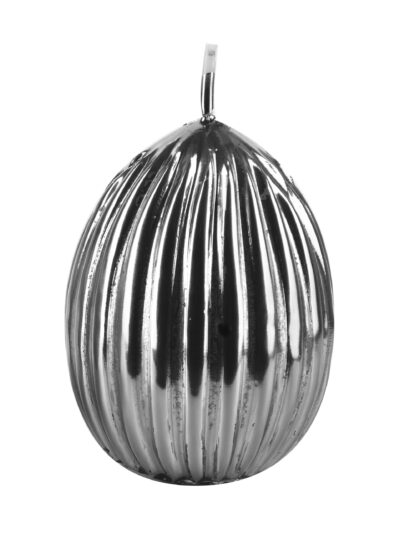 Świeca JAJKO KARBOWANE małe 6,5x8cmsrebrne