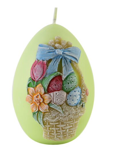 Świeca KOSZYCZEK Jajko duże 7x11cm zielona