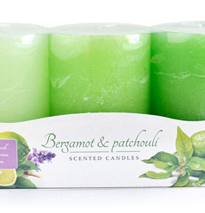 Świeca zapachowa FLORIS BERGAMOT&PATCHOULI 3sztuki walec 6x9cm parafinowa