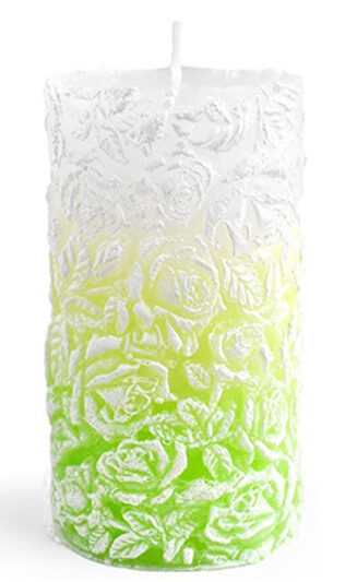 Świeca walec średni 8x13,5cm RÓŻANA limonkowa parafinowa