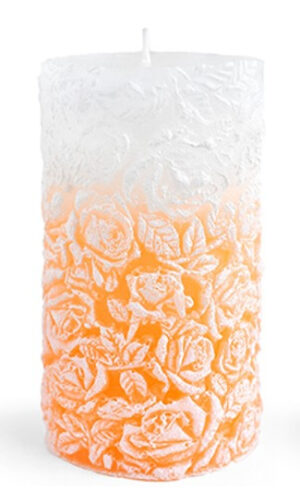 Świeca walec średni 8x13,5cm RÓŻANA pomarańczowa parafinowa