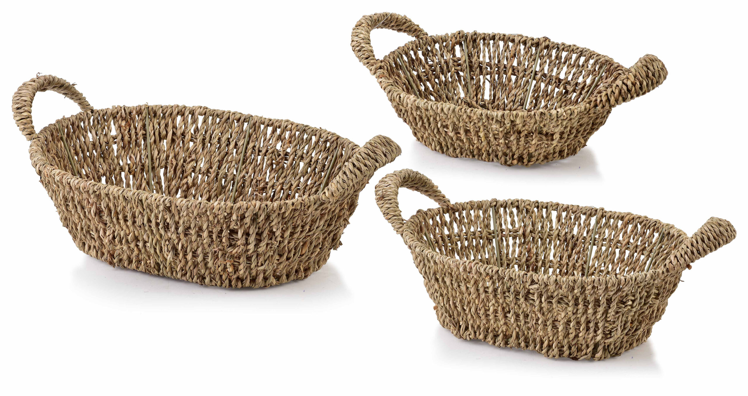 AMPARO KOMPLET 3 KOSZY Owalne30x23x9/27x20x8/24x17x7 cm trawa