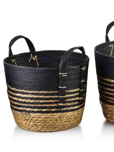 BALI Komplet 3 koszy trawa morska 33x33x26/28x28x23/23x23x20cm