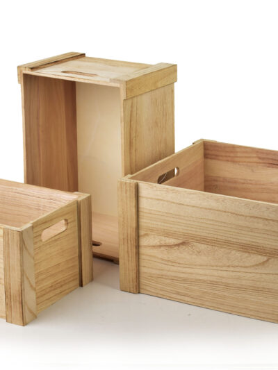 RINO Komplet 3 skrzynek drewnianych40x30x20 cm,35x25x18 cm,30x20x16 cm