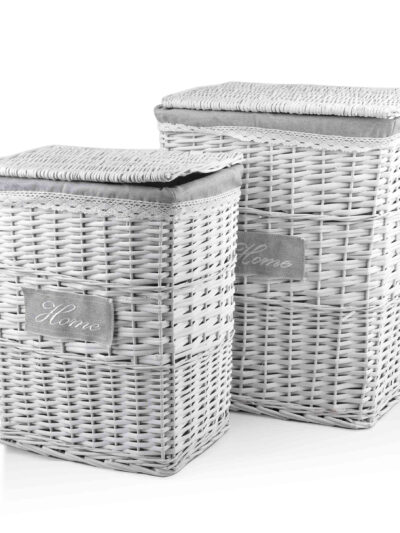 PINO Komplet 2 koszy na pranieL:38x28x47cm XL: 43x34x54CM wiklina