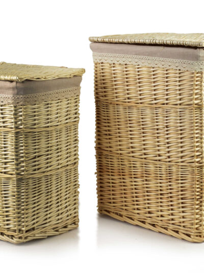 PINO Komplet 2 koszy na pranieL:38x28x47cm XL: 43x34x54CM wiklina