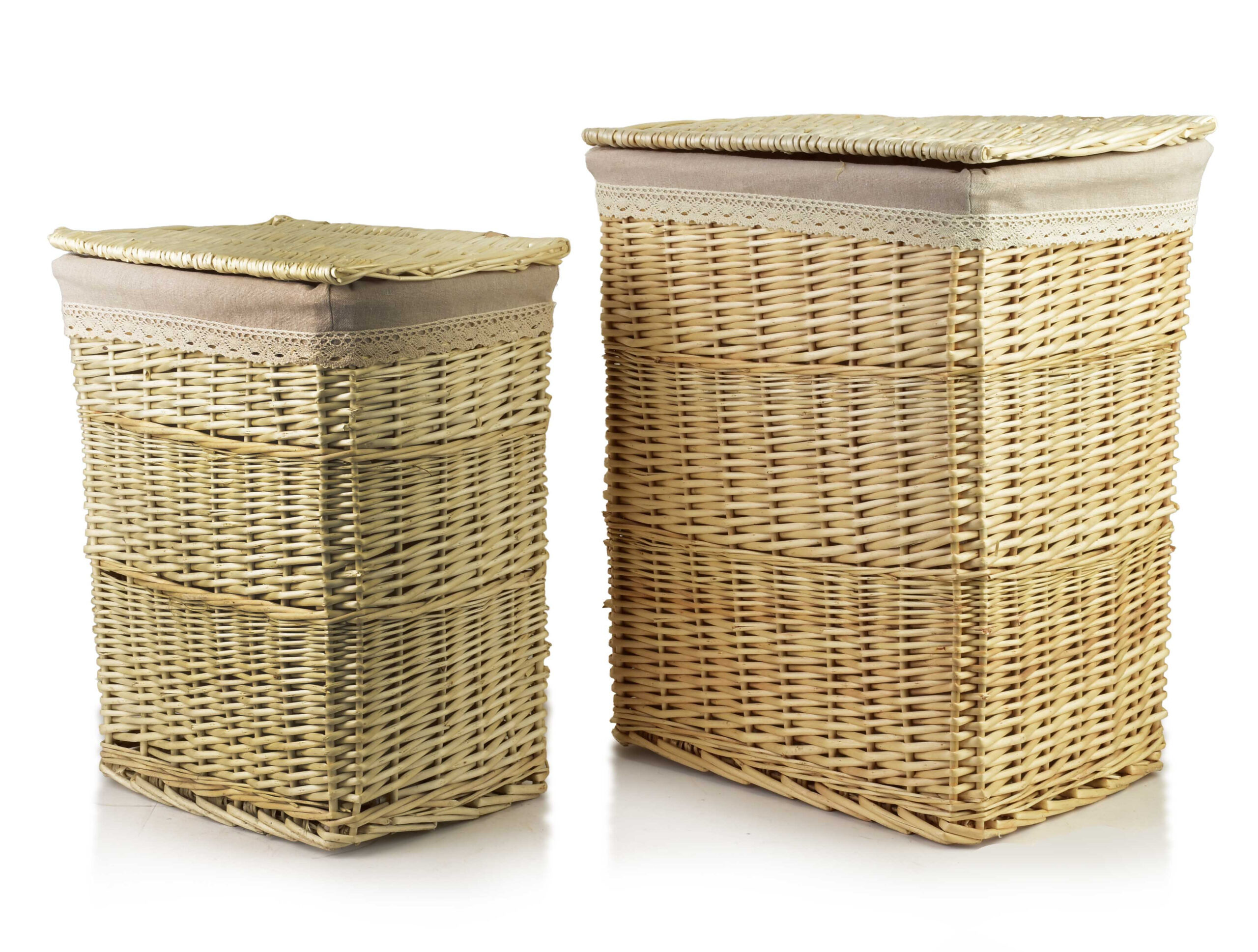 PINO Komplet 2 koszy na pranieL:38x28x47cm XL: 43x34x54CM wiklina