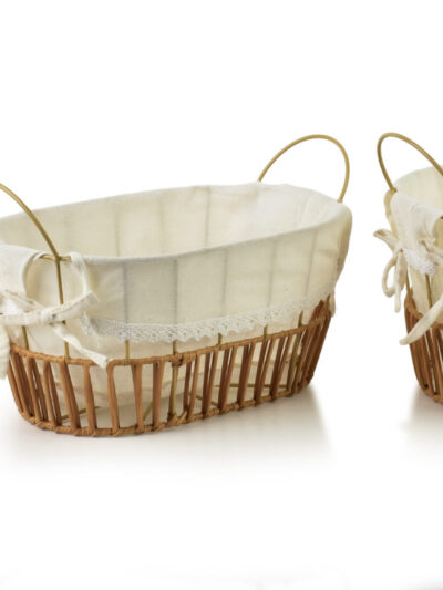 WILL Komplet 3 koszy owalnych z uchwytami L25,5x35x16/22cm M20x30x14/19cm S15x25x12/16cm