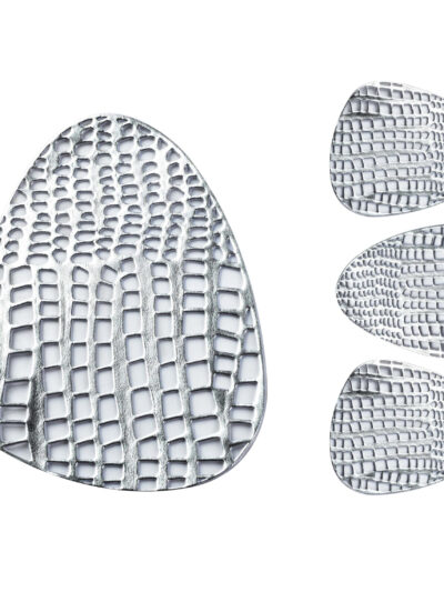 LEILA Komplet 4 podstawek pod kubek 10x13cm srebrne