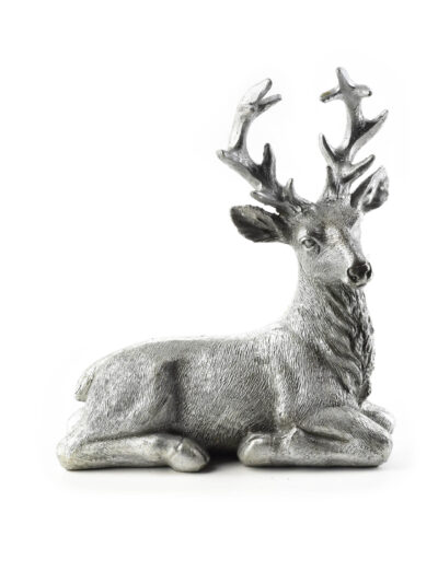 SANTA LILA Figurka Jeleń srebrny 15x7x18 cm
