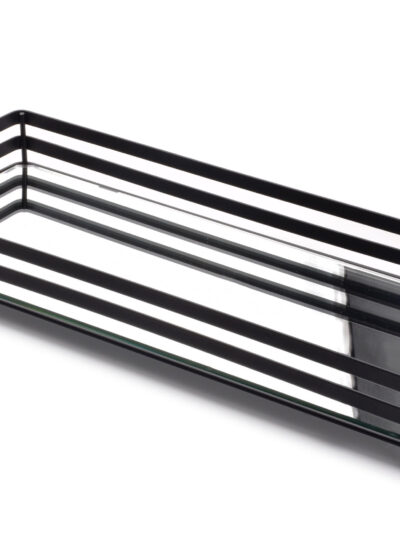 CEDRIC Podstawka taca 39x16x5,5 cm czarna z lustrem