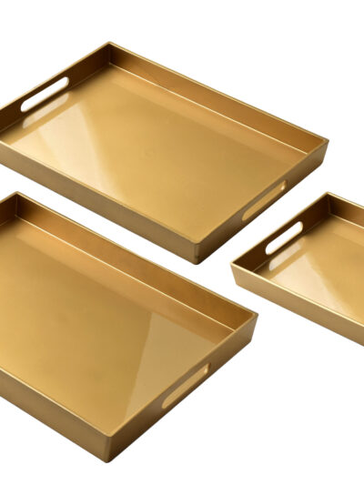 BLANCHE GOLD Komplet 3 Tac Dekoracyjnych40x30x4cm/35x25x3,5cm/30x20x3,5cm
