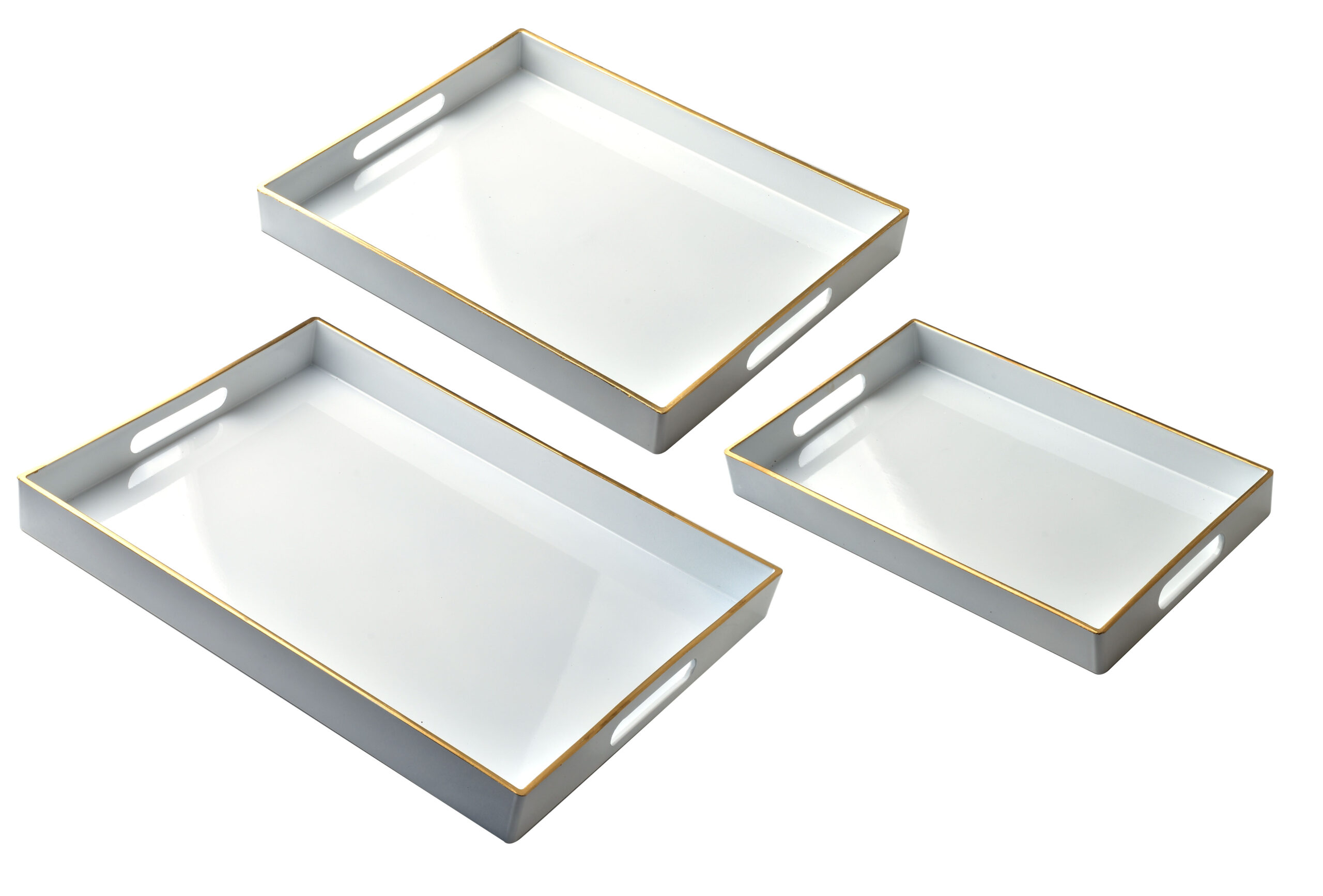 BLANCHE WHITE Komplet 3 Tac Dekoracyjnych 40x30x4cm/35x25x3,5cm/30x20x3,5cm