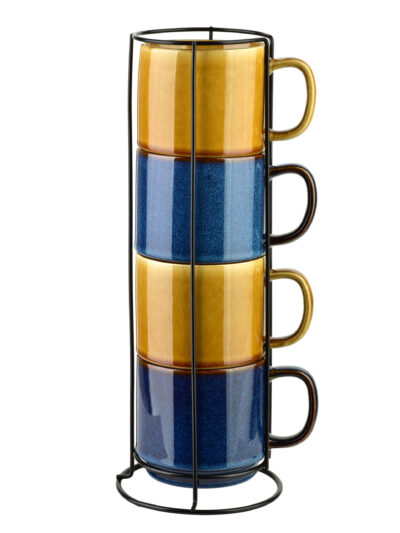 EVIE Komplet 4 kubków na stojaku 400 ml