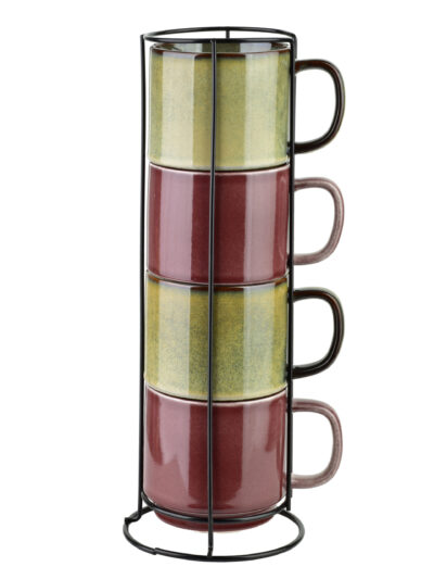 EVIE Komplet 4 kubków na stojaku 400 ml