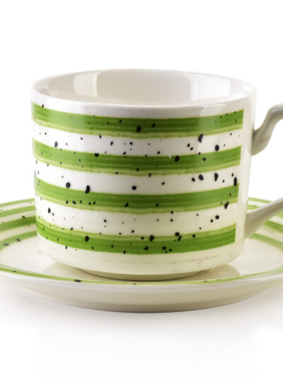 JOY Komplet 6 filiżanek ze spodkiemzielone 210ml