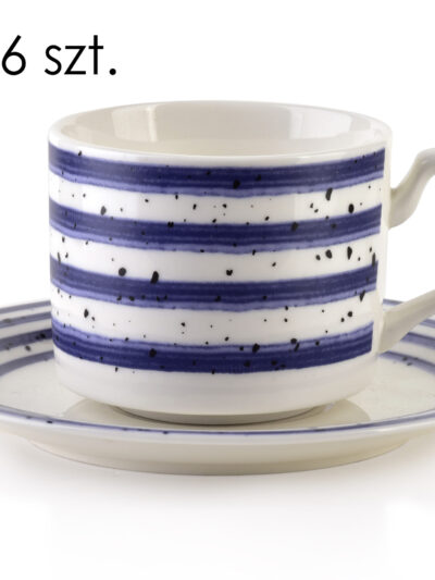 JOY Komplet 6 filiżanek ze spodkiemniebieskie