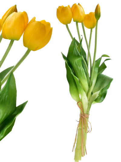 VIRIDIS Kwiat sztuczny Bukiet 5 Tulipanów żółte 40cm