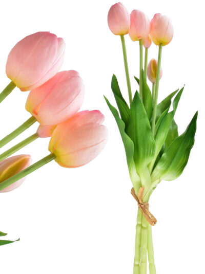 VIRIDIS Kwiat sztuczny Bukiet 5 tulipanów różowe 40cm