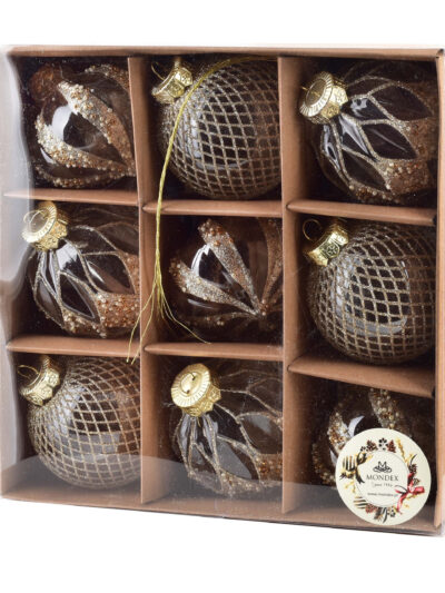 SANTA LILA Komplet 9 bombek złotych