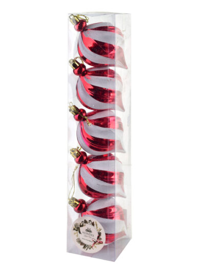 SANTA LILA Komplet 5 bombek 7x12 cm