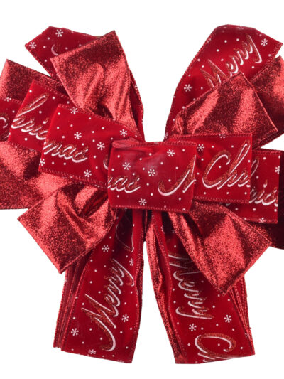 SANTA LILA Kokarda 32x130 cm czerwona Merry Christmas