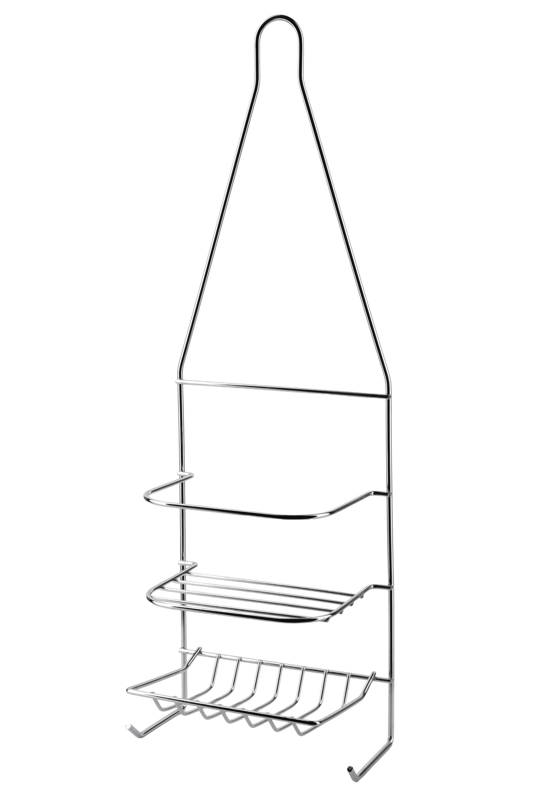 CARL SILVER Półka łazienkowa15x9,5x46 cm 2 półki + 2 wieszaki