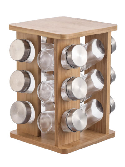 MODERN KITCHEN Zestaw 12 przyprawników 15x15x23,5cm na stojaku