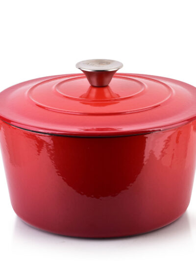 RODELUXE Brytfanna żeliwna emaliownaokrągła 24x31x17 cm z pokrywą