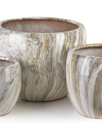 NEVA MARBLE KOMPLET 3 DONICZEK 37x37x29,5/28x28x24/20x20x19cm