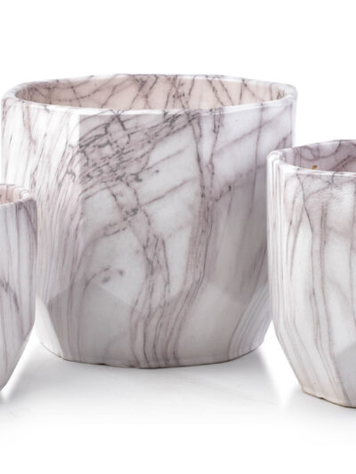 NEVA MARBLE KOMPLET 3 DONICZEK 25x25x23/20x20x19/15x15x16 cm