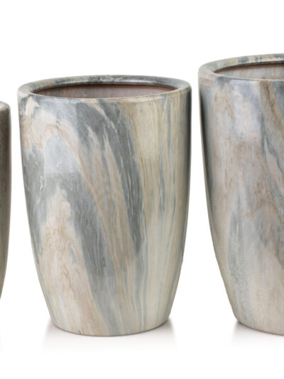 NEVA MARBLE Komplet 3 osłonek ceramicznych 37x37x45,5/30,5x30,5x42,5/24x24x40 cm