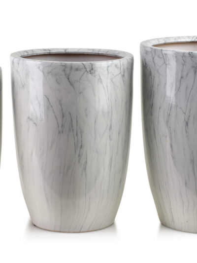 NEVA MARBLE Komplet 3 osłonek ceramicznych 37x37x45,5/30,5x30,5x42,5/24x24x40 cm