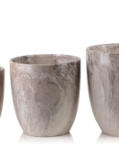 NEVA MARBLE Komplet 3 osłonek ceramicznych 30,5x30,5x30,5/26x26x27/20,5x20,5x23 cm