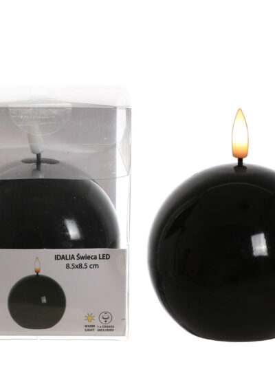 IDALIA Świeca LED kula 9x9x11 cm czarna