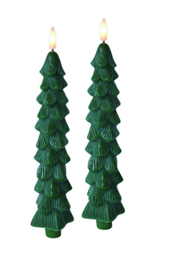 NIKOLAO Komplet 2 świec choinka zielonestołowe LED 5x26cm