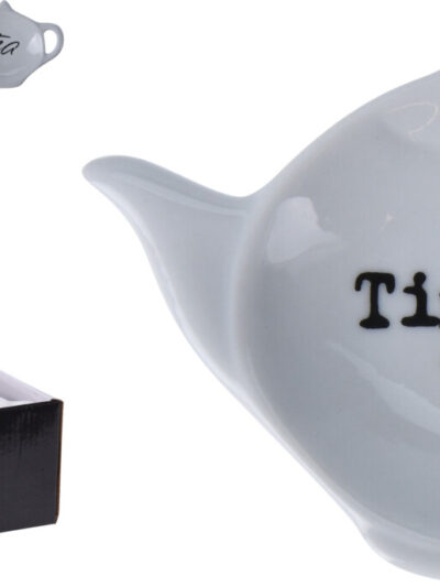 PORCELANOWY UCHWYT NA TOREBKI NA HERBATĘ12x8,5xh2cm