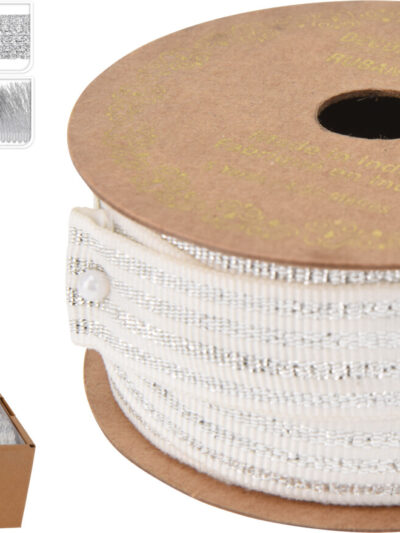 WSTĄŻKA 3,5CMX3M SREBRNA 6 RODZAJE