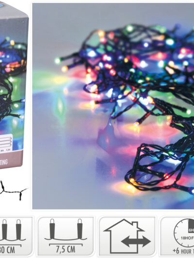 ŁAŃCUCH LED 24 WIELOKOLOROWE 180CM WW ZEWNĘTRZNE +8FUNKCJI NA BATERIE TIMER