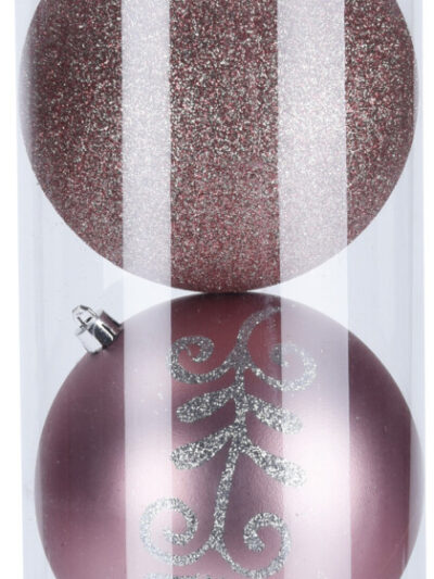 KOMPLET 4 BOMBEK ŚWIĄTECZNE 12CMRÓŻOWE