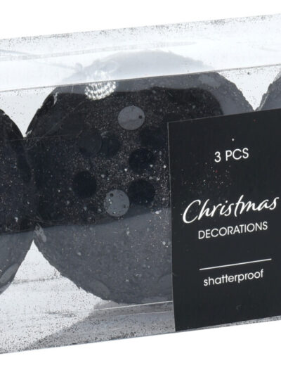 Komplet 3 sztuk bombek z cekinami 10cmczarne