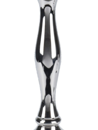 ŚWIECZNIK 36.5CM SREBRNY METALOWY